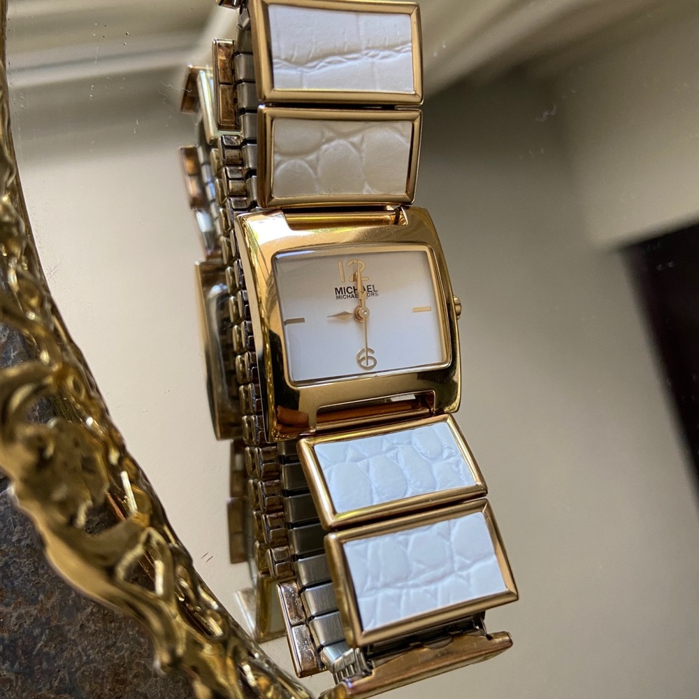 Michael Kors Watch - Gold and White Leather band